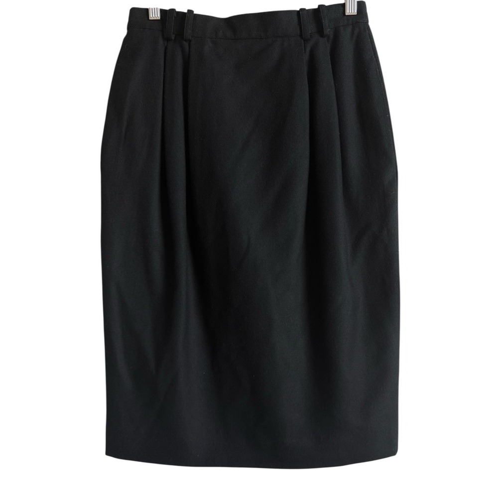 Carlisle Women Black Wool Cashmere Pleated Classic Straight Pencil Skirt Size‎ 8